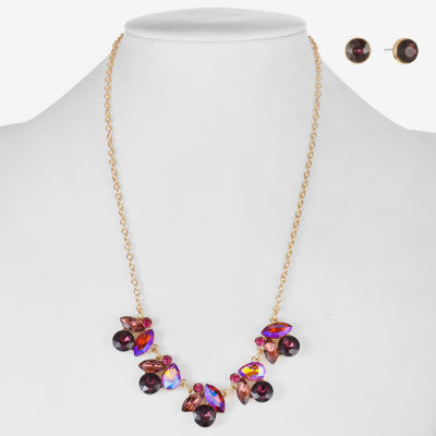 Monet Jewelry Collar Necklace And Stud Earring 2-pc. Glass Jewelry Set