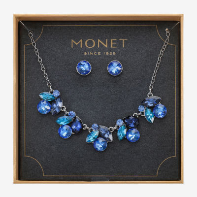 Monet Jewelry Collar Necklace And Stud Earring 2-pc. Glass Set