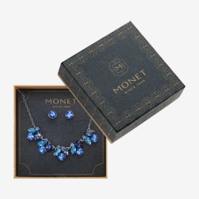 Monet Jewelry Collar Necklace And Stud Earring 2-pc. Glass Set