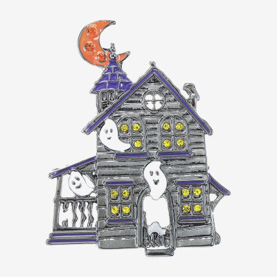 Monet Jewelry Haunted House Glass Pin