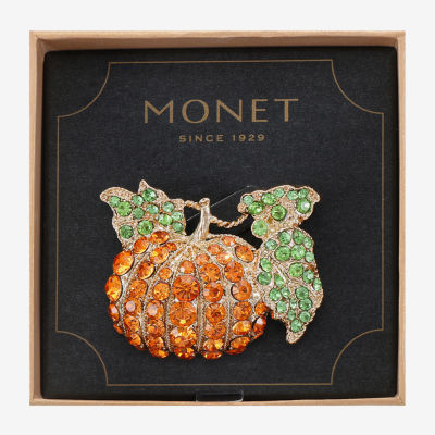 Monet Jewelry Pumpkin Glass Pin