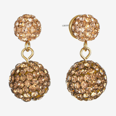 Monet Jewelry Double Glass Round Drop Earrings