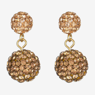 Monet Jewelry Double Glass Round Drop Earrings