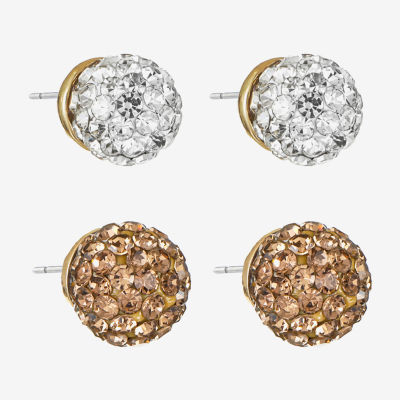 Monet Jewelry Stud 2 Pair Glass Round Earring Set