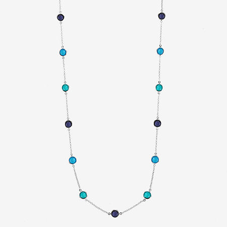 Liz Claiborne Beaded 36 Inch Rolo Round Strand Necklace, One Size, Blue