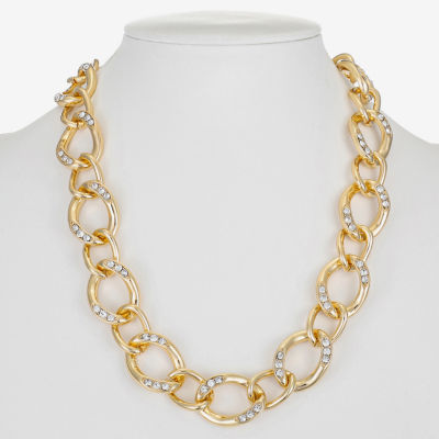 Liz Claiborne Glass Inch Curb Link Necklace