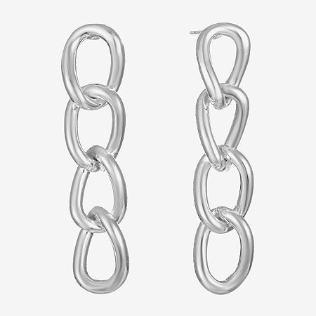 Liz Claiborne Linear Glass Drop Earrings, One Size, Silver