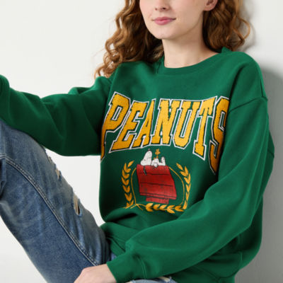 Juniors Womens Crew Neck Long Sleeve Peanuts Sweatshirt