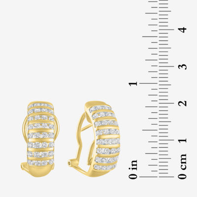 G-H / I1-I2) 1 CT. T.W. Lab Grown White Diamond 10K Gold Round Hoop Earrings