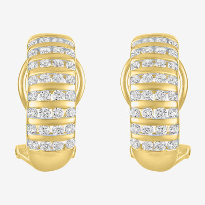 (G-H / I1-I2) Womens 1 CT. T.W. Lab Grown White Diamond 10K Gold 23mm Hoop Earrings