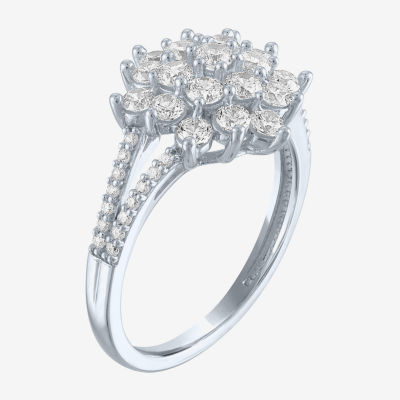 (Si2-I1 / G-H) Womens 1 CT. T.W. Lab Grown White Diamond 10K Gold Cluster Cocktail Ring