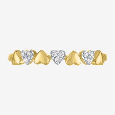 (G-H/ I1-I2) Womens Diamond Accent Lab Grown White Diamond 10K Gold Heart Band