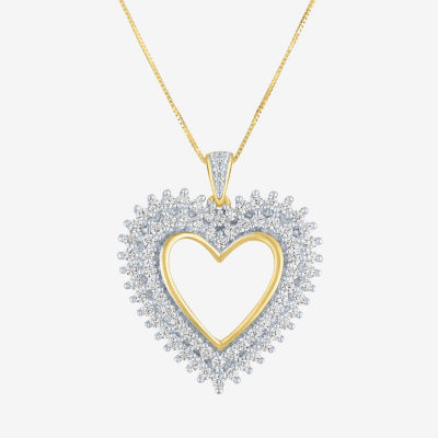 (G-H / I1-I2) Womens 1 CT. T.W. Lab Grown White Diamond 10K Gold Heart Pendant Necklace