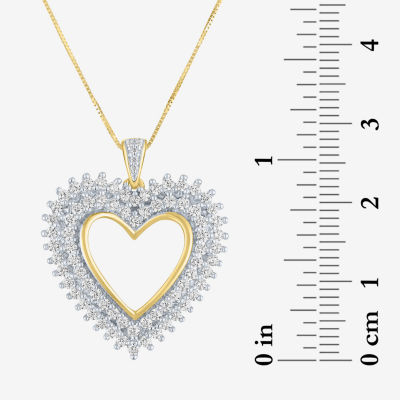 (G-H / I1-I2) Womens 1 CT. T.W. Lab Grown White Diamond 10K Gold Heart Pendant Necklace