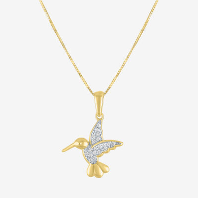 Humming Bird (I1-I2/G-H) Womens Diamond Accent Lab Grown White Diamond 10K Gold Pendant Necklace