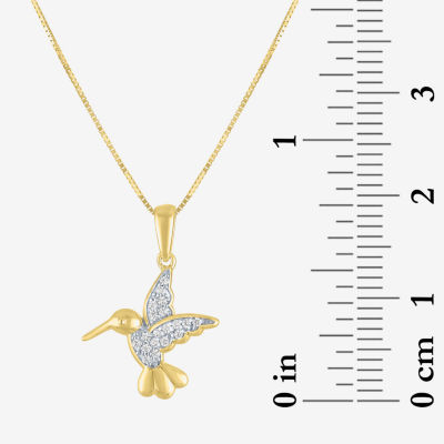 Humming Bird (I1-I2/G-H) Womens Diamond Accent Lab Grown White Diamond 10K Gold Pendant Necklace