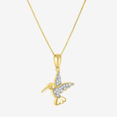 Humming Bird (I1-I2/G-H) Womens Diamond Accent Lab Grown White Diamond 10K Gold Pendant Necklace