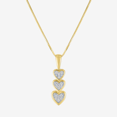 (G-H/I1-I2) Womens Diamond Accent Lab Grown White Diamond 10K Gold Heart Pendant Necklace