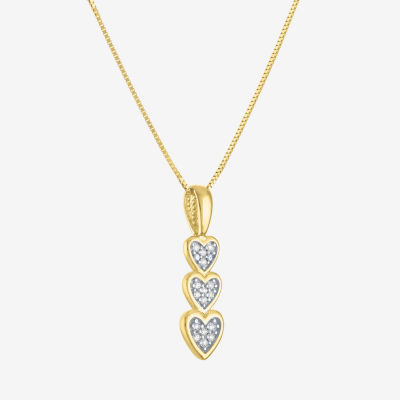 (G-H/I1-I2) Womens Diamond Accent Lab Grown White Diamond 10K Gold Heart Pendant Necklace