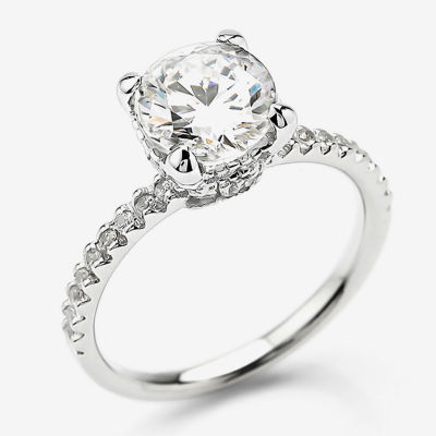 DiamonArt® Womens 3 1/2 CT. T.W White Cubic Zirconia Sterling Silver Round Halo Engagement Ring