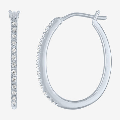 (I1-I2/ G-H) Womens 1/10 CT. T.W. Lab Grown White Diamond Sterling Silver Hoop Earrings