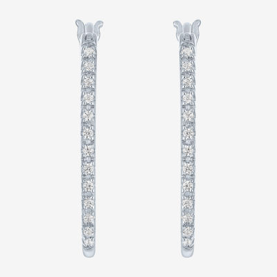 I1-I2/ G-H) 1/ CT. T.W. Lab Grown White Diamond Sterling Silver Hoop Earrings