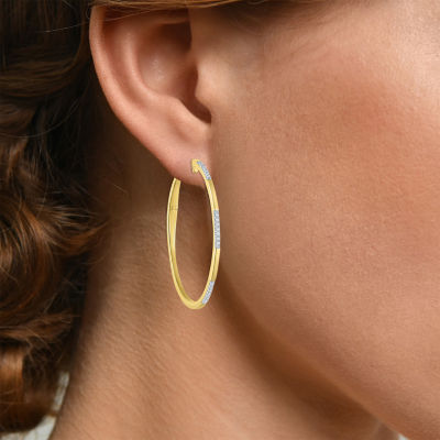 (I1-I2/ G-H) Womens 1/10 CT. T.W. Lab Grown White Diamond 14K Gold Over Silver Sterling Silver Hoop Earrings