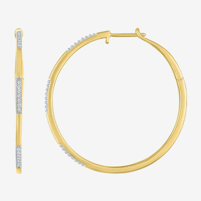 (I1-I2/ G-H) Womens 1/10 CT. T.W. Lab Grown White Diamond 14K Gold Over Silver Sterling Silver Hoop Earrings