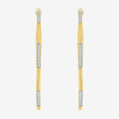 (I1-I2/ G-H) Womens 1/10 CT. T.W. Lab Grown White Diamond 14K Gold Over Silver Sterling Silver Hoop Earrings