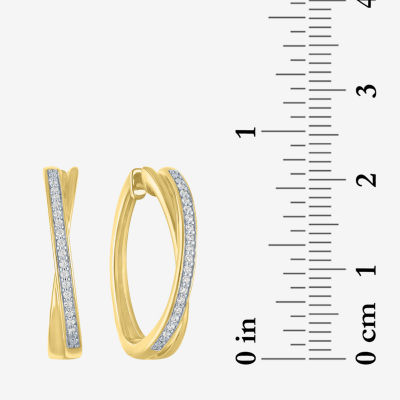 (I1-I2/ G-H) Womens 1/10 CT. T.W. Lab Grown White Diamond 14K Gold Over Silver Sterling Silver 21.9mm Hoop Earrings