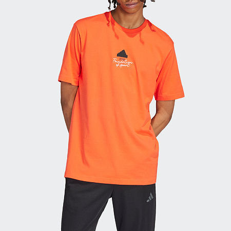 adidas Mens Crew Neck Short Sleeve Graphic T-Shirt, Large, Red