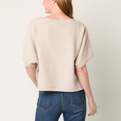 Frye and Co. Womens Crew Neck Short Sleeve Pullover Sweater