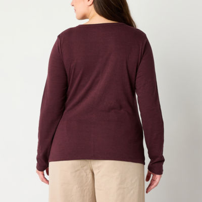 a.n.a Womens Crew Neck Long Sleeve T-Shirt