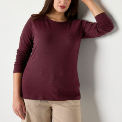 a.n.a Womens Crew Neck Long Sleeve T-Shirt