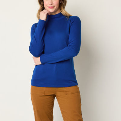 St. John's Bay Womens Mock Neck Long Sleeve T-Shirt