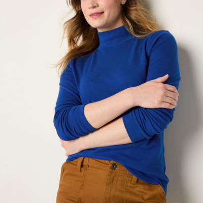 St. John's Bay Womens Mock Neck Long Sleeve T-Shirt