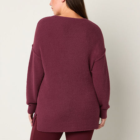 Stylus Womens Crew Neck Long Sleeve Pullover Sweater, Small, Purple