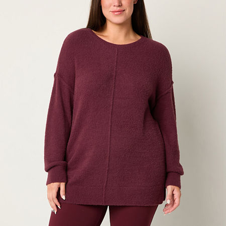 Stylus Womens Crew Neck Long Sleeve Pullover Sweater, Small, Purple