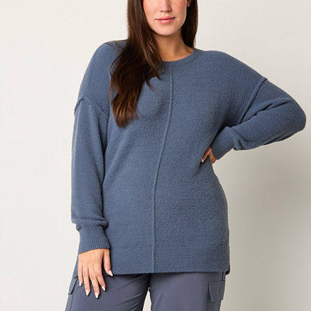 Stylus Womens Crew Neck Long Sleeve Pullover Sweater, Large, Blue