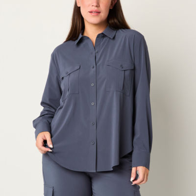 Stylus Womens Long Sleeve Regular Fit Button-Down Shirt