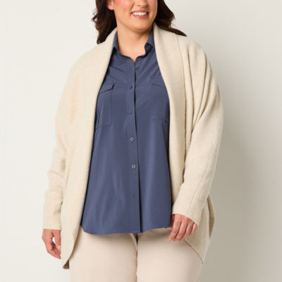 Stylus Plus Womens Long Sleeve Open Front Cardigan