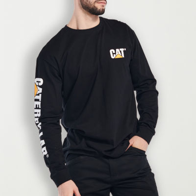 CAT Trademark Banner Mens Crew Neck Long Sleeve T-Shirt