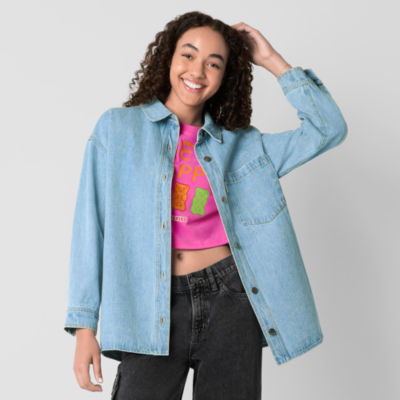 JCPenney x HARIBO Womens Juniors Denim Embroidered Lightweight Animal Shirt Jacket Dulles Town Center