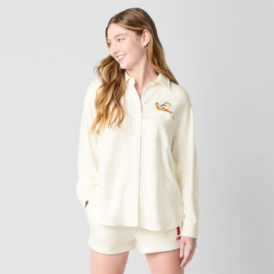 JCPenney x HARIBO Womens Juniors Classic Fit Long Sleeve Embroidered Button-Down Shirt