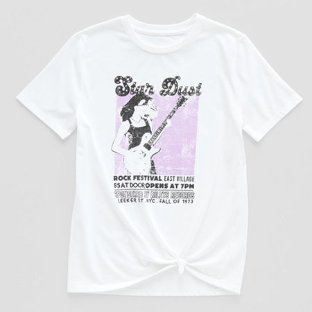 Thereabouts Little & Big Girls Oversize Round Neck Short Sleeve Graphic T-Shirt, X-small (6-6x), White