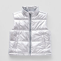 Xersion Shiny Little & Big Girls Puffer Vest, Large (14.5/16.5) Plus, Silver