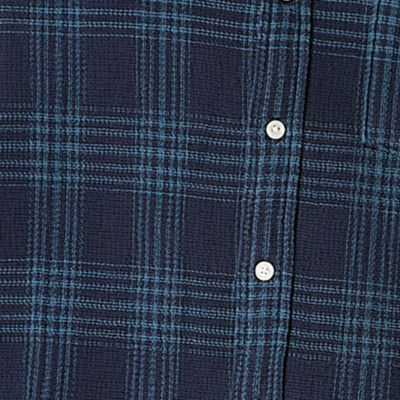 Arizona Mens Long Sleeve Textured Plaid Button-Up Shirt