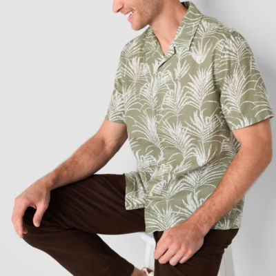 mutual weave Mens Short Sleeve Easy-on + Easy-off Adaptive Camp Shirt