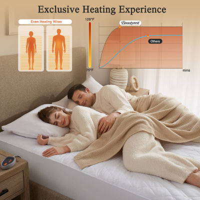 Beautyrest™ Cotton Blend Heated Electric Mattress Pad-5 Heat Settings 10hr Auto off