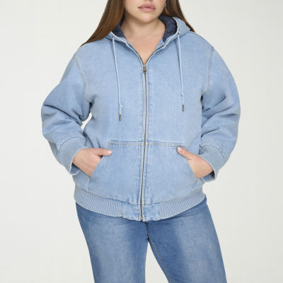 Levi's® Womens Plus Denim Hooded Midweight Bomber Jacket